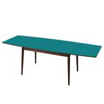 Table extensible Arvid Partiellement en noyer massif - Noyer - Bleu pétrole - Largeur : 122 cm - Marron