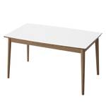 Table extensible Arvid Partiellement en chêne massif - Chêne - Blanc - Largeur : 142 cm - Chêne clair