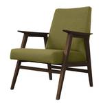 Fauteuil Opheim I Tissu - Vert olive - Marron foncé