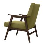 Fauteuil Opheim I Tissu - Vert olive - Marron foncé