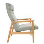 Fauteuil Tioga Tissu - Gris clair - Chêne clair - Sans repose-pieds