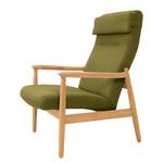 Fauteuil Tioga geweven stof - Fijn golvend avocado - Lichte eikenhouten - Zonder hocker