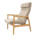 Fauteuil Tioga Tissu - Beige - Chêne clair - Sans repose-pieds