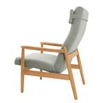 Fauteuil Tioga Tissu - Gris clair - Chêne clair - Avec repose-pieds