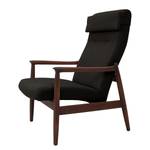 Fauteuil Tioga Tissu - Marron foncé - Chêne foncé - Avec repose-pieds