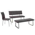 Banc Roby I Tissu / Acier - Anthracite / Imitation acier inoxydable