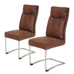 Chaises cantilever Tadley (lot de 2) Microfibre / Acier - Marron vintage / Chrome - Marron vintage