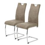 Chaise cantilever La Paz II Microfibre / Métal - Chrome - Limon vintage - Lot de 2