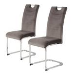 Chaises cantilever Emly (lot de 2) Velours / Acier - Chrome - Gris