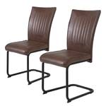 Chaises cantilever Creegh (lot de 2) Microfibre/ Acier -  Noir mat - Marron vintage