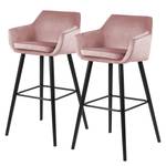 Chaise de bar NICHOLAS Velours Vilda: Rose vieilli - Lot de 2