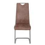 Chaises cantilever Clareen (lot de 2) Microfibre / Acier inoxydable - Marron vintage