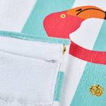 Serviette de plage Flamingo Tissu - Turquoise / Rose vif