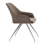 Chaises à accoudoirs Tibau (lot de 2) Imitation cuir / Acier inoxydable - Taupe