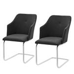 Chaises cantilever Tibau (lot de 2) Imitation cuir / Acier inoxydable - Anthracite