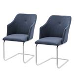 Chaises cantilever Tibau (lot de 2) Imitation cuir / Acier inoxydable - Gris bleu