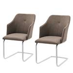 Chaises cantilever Tibau (lot de 2) Imitation cuir / Acier inoxydable - Taupe