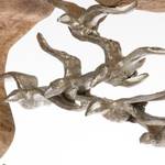 Dekofigur Birds in Log Aluminium / Mangoholz - Braun / Silber