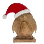 Oiseau de Noël en bois décoratif Manguier - Rouge / Blanc