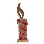 Sierobject Holzkerze mangohout - rood/wit - Hoogte: 50 cm