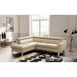 Ecksofa Burnside II Echtleder / Kunstleder - Warmes Beige - Ottomane davorstehend links - Ohne Schlaffunktion