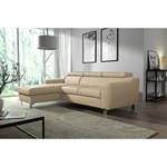 Ecksofa Burnside I Echtleder / Kunstleder - Warmes Beige - Longchair davorstehend links - Ohne Schlaffunktion