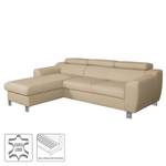 Ecksofa Burnside I Echtleder / Kunstleder - Warmes Beige - Longchair davorstehend links - Ohne Schlaffunktion