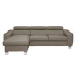 Ecksofa Burnside I Echtleder / Kunstleder - Taupe - Longchair davorstehend links - Ohne Schlaffunktion