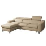 Ecksofa Burnside I Echtleder / Kunstleder - Warmes Beige - Longchair davorstehend links - Mit Schlaffunktion