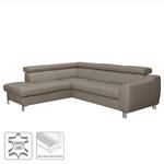 Ecksofa Burnside II Echtleder / Kunstleder - Taupe - Ottomane davorstehend links - Ohne Schlaffunktion