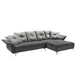 Ecksofa Moreville I Microfaser - Grau / Hellgrau - Longchair davorstehend rechts - Ohne Hocker