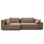 Ecksofa Greenvale I Microfaser - Kokosnuss Braun - Longchair davorstehend links - Ohne Hocker