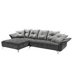 Ecksofa Moreville I Microfaser - Grau / Hellgrau - Longchair davorstehend links - Ohne Hocker