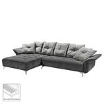 Ecksofa Moreville I Microfaser - Grau / Hellgrau - Longchair davorstehend links - Ohne Hocker