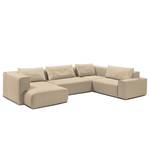 Zithoek Greenvale I microvezel - Warm beige - Longchair vooraanzicht links - Zonder hocker