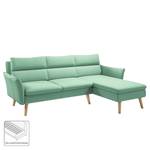 Ecksofa Alpine I Webstoff - Mintgrün - Longchair davorstehend rechts