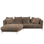 Ecksofa Gibbes I Chenille - Braun - Longchair davorstehend links