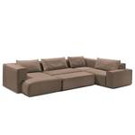 Zithoek Greenvale I microvezel - Kokosnoot bruin - Longchair vooraanzicht links - Met hocker