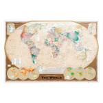 Afbeelding Wereldkaart Vintage I Goud - Plaatmateriaal - Papier - 90 x 60 x 2 cm