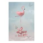 Tableau déco Flamingo Love Rose foncé - Bois manufacturé - Papier - 60 x 90 x 2 cm