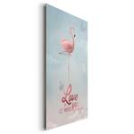 Tableau déco Flamingo Love Rose foncé - Bois manufacturé - Papier - 60 x 90 x 2 cm