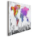 Bild Wahrzeichen der Welt Multicolor - Holzwerkstoff - Papier - 90 x 60 x 2 cm