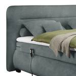 Boxspring Tupa geweven stof - Zwart/antraciet