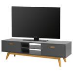 Tv-meubel Bess deels massief eikenhout - donkergrijs/eikenhout