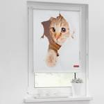 Store occultant chat Tissu - Blanc / Marron - 70 x 150 cm