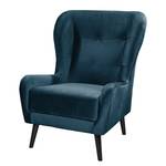 Fauteuil bergère Bellara Velours - Bleu jean - Sans repose-pieds