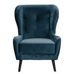 Fauteuil bergère Bellara Velours - Bleu jean - Sans repose-pieds