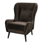 Oorfauteuil Bellara fluweel - Donkerbruin - Zonder hocker