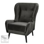 Fauteuil bergère Bellara Velours - Noir - Sans repose-pieds