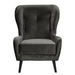 Fauteuil bergère Bellara Velours - Noir - Sans repose-pieds